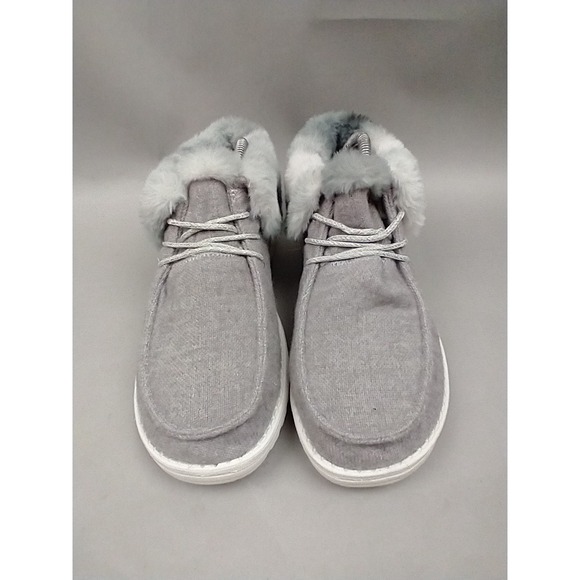 Hey Dude Britt Women's 9 Sunset Smoke Gray Faux Fur Ankle High Bootie - Picture 2 of 11